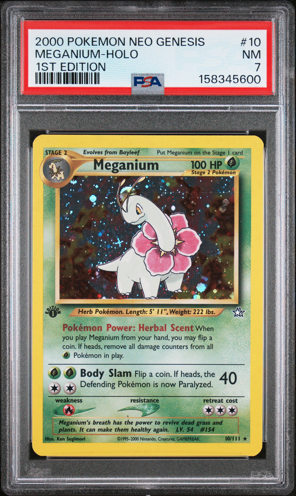 Meganium 1st ed 10/110 PSA 7 NEW CERT CLEAN